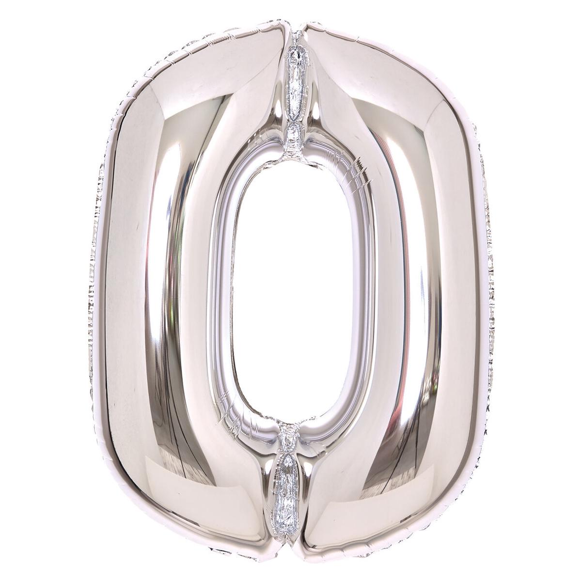 Amscan Folienballon silber, 66cm, Nummer 0 (1x) (9913225)