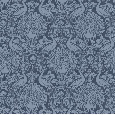 Vliestapete LAURA ASHLEY "Laura Ashley Peacock Damask Dusky Seaspray Vliestapete", blau, B:0,52m L:10,05m, Vlies, Tapeten, Laura Ashley Peacock Damask Dusky Seaspray Vliestapete