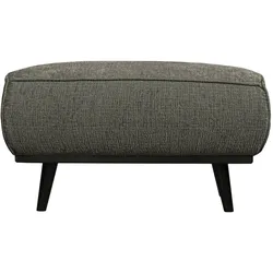 Hocker Statement aus Struktursamt, modern gepolstert, Frost Graugrün, rechteckig, Birkenholzgestell