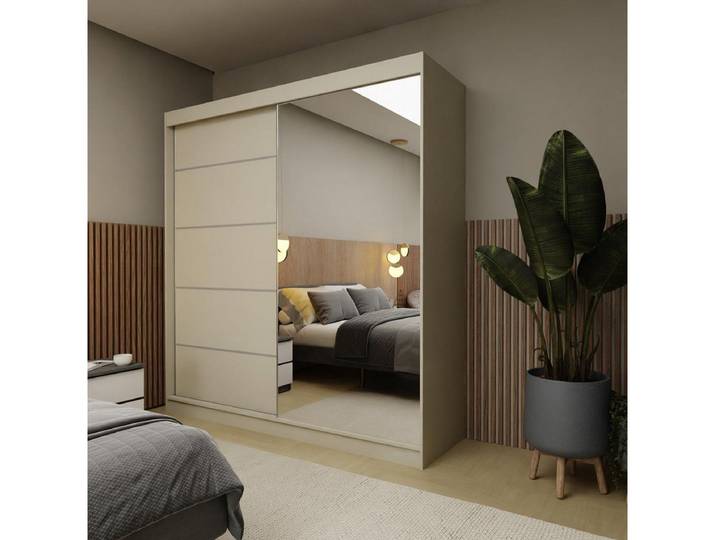 Compleo Schwebetürenschrank modern 200 cm breit NAPOS, Modern Garderobe mit Spiegel