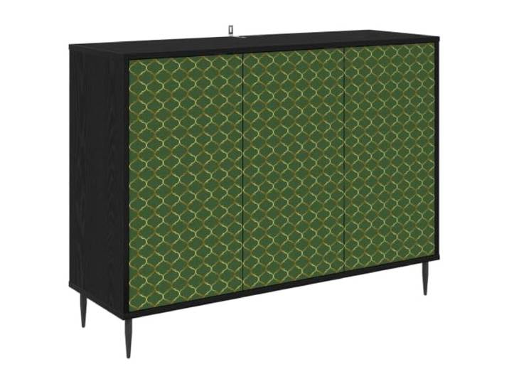 Roanoer Sideboard Schwarz Eichen-Optik Kommode 102x33x76cm Stilvoller Beistellschrank mit 3 Türen und 2 Fächern für Wohnzimmer und Flur. Erhöhte Füße schützen vor Feuchtigkeit.