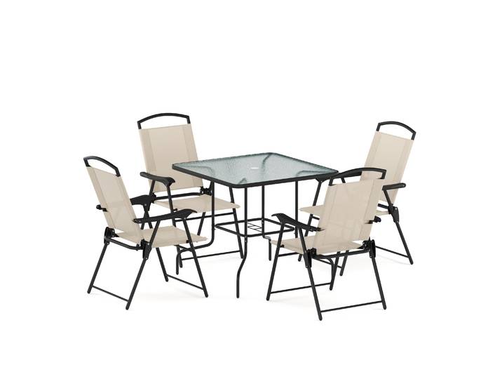 Gartenmöbel Set SILVANO mit Schirmloch beige/schwarz
