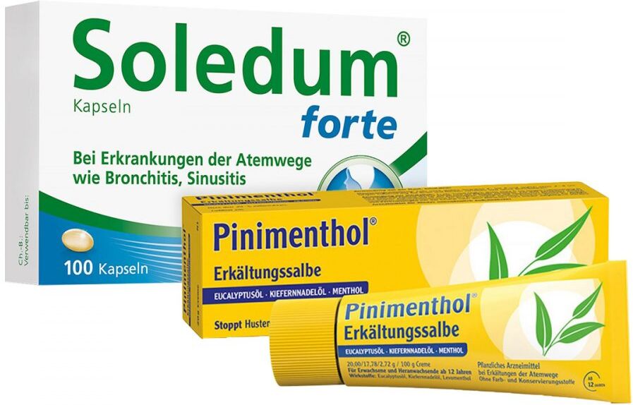 Soledum Kapseln forte und Pinimenthol Erkältungssalbe 1Pck