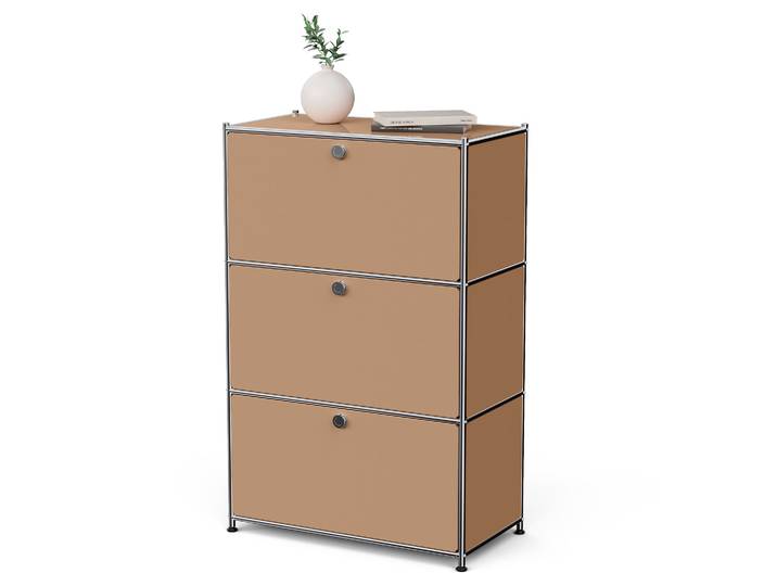 Tchibo - Metall-Kommode »Cn3« mit 3 Klappenfächern - 77x40x120,3cm - braun -