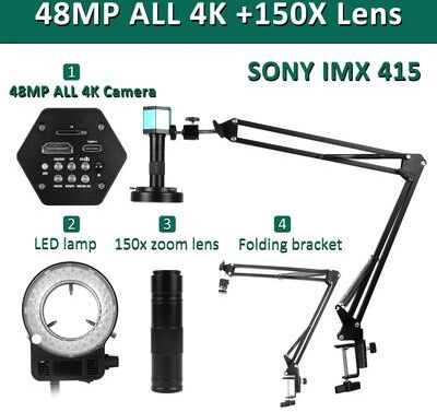 Multisell Products Hub Phone PCB Soldering Microscope Camera, LED Light Lens, Foldable Bracket For Precise Viewing 48mp All 4k Full Set