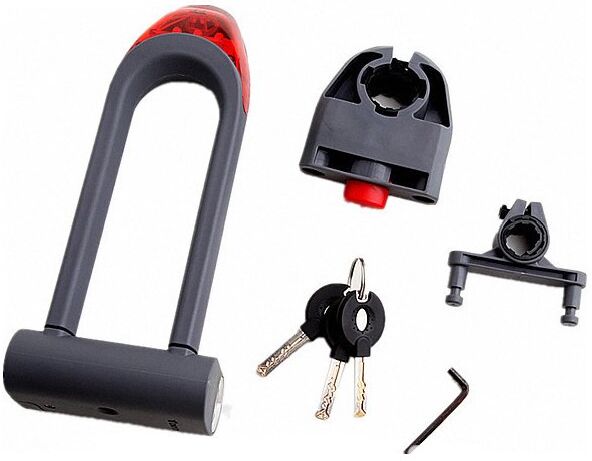 Lucchetto bici Labor TY3851 BK064 ad arco rigido con Led Nero e Rosso
