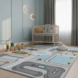 Kinderteppich TRAUN, mit Spielstraßen-Motiv, Grau, 140 x 200 cm