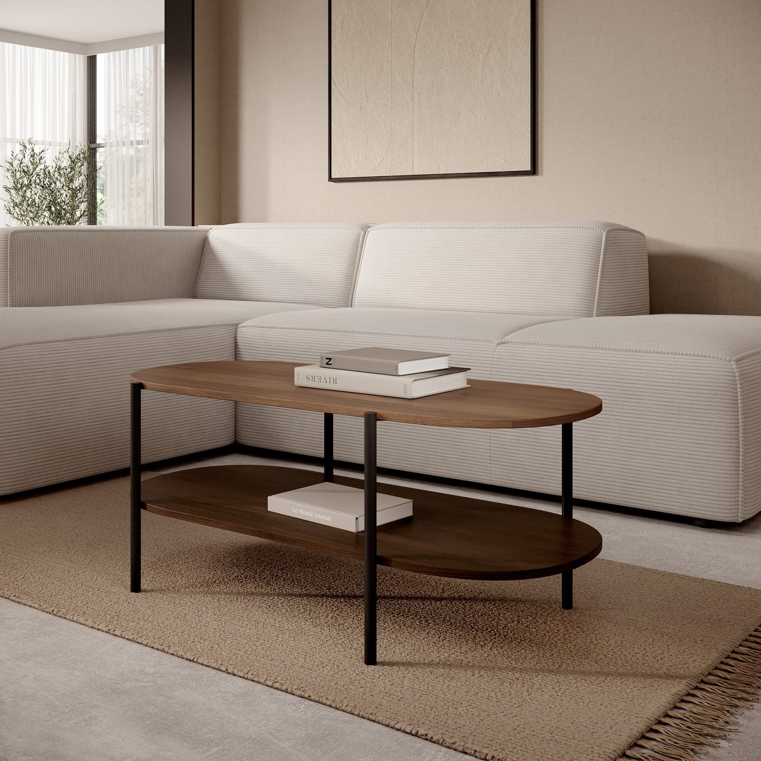 Meubella Cirello Salontafel Walnootpatroon B/D/H: 110 x 50 x 46 cm