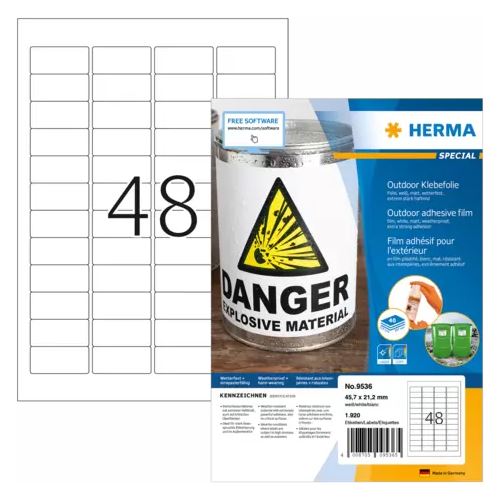 HERMA Outdoor Folien-Etiketten SPECIAL, 45,7 x 21,2 mm, weiß