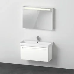 Duravit No.1 Möbelset 1000, inklusive Waschtisch, Waschtischunterbau, Spiegelschrank, N10184018180000, Farbe: Weiß Matt Dekor