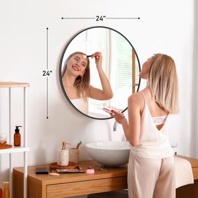 Fusion Finds Round Wall Mirror With Matte Gold Frame For Bathroom, Bedroom & Living Room black 2
