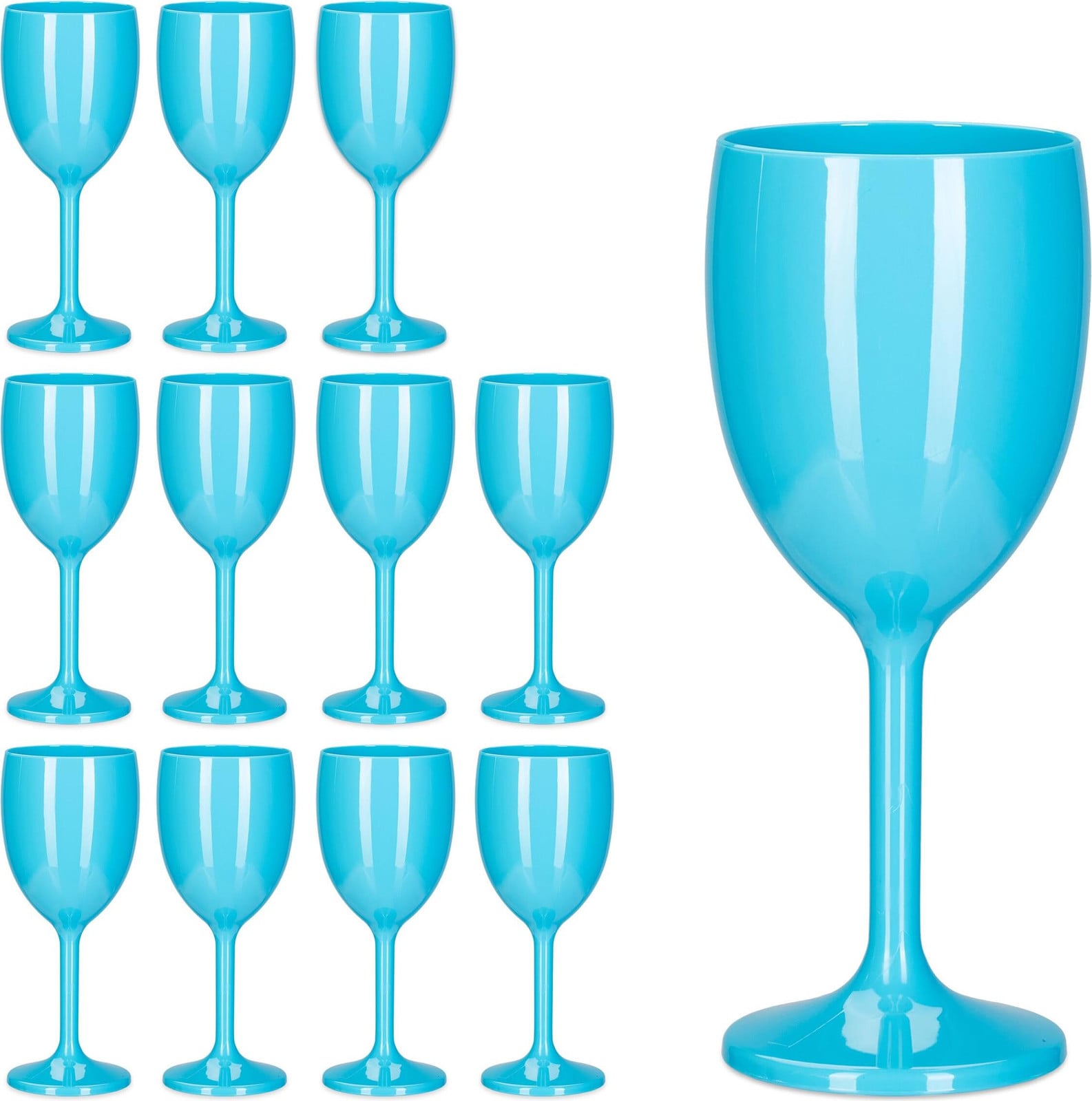 Dripio Set van 12 Onbreekbare Kunststof Wijnglazen, Turquoise, 250 ml