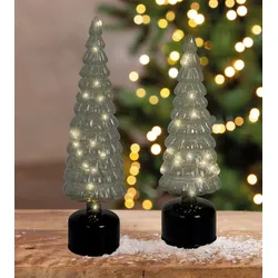 Dekoobjekt Weihnachtsbaum Glas LED 37cm Grün