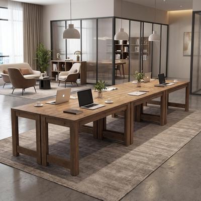 1Easylife "6.5FT Solid Wood Conference Table ,Farmhouse Modular Meeting Table,78.7"" Long Office Table for 6-8,Large Business Seminar Table"