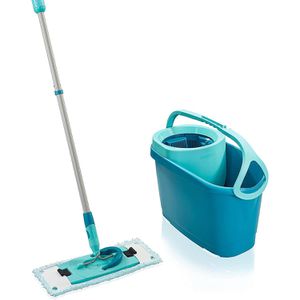 Leifheit Bodenwischer Clean Twist M Ergo, 52120, Flachwischer 33cm mit Wischbezug,Eimer & Schleuder