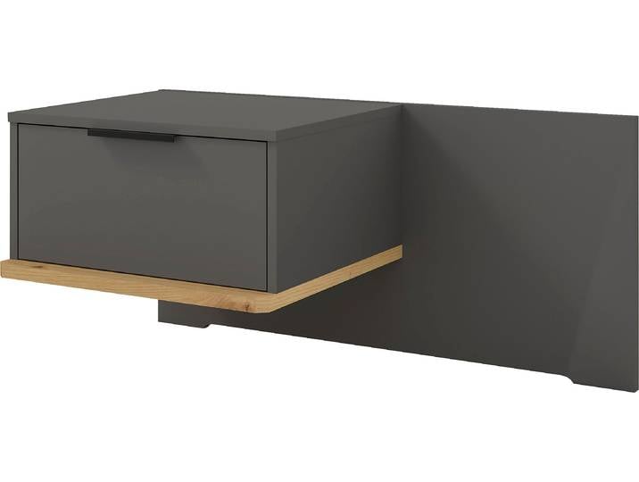 Nachtschrank MUSTERRING Isabelle , grau (graphit, dekor), B:90cm H:43cm T:47cm, Holzwerkstoff, Schränke, Nachtschrank, verschiedene Farben, Unterboden in Eiche, Masse B50/90 x H43 x T47 cm