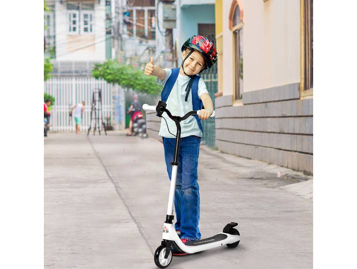 HOMCOM E-Scooter, trottinette électrique, autonomie 6 km, à partir de 6 ans, cadre en acier, noir+blanc, 76 x 53 x 95cm
