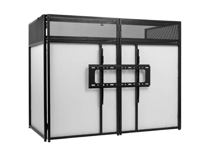 VONYX DB6 Pro Cabine DJ avec Support TV 65\ 25Kg Lycra Sac Transport Espace DJ Mobile Professionnel\, Installation Rapide pour Prestations\, Transport Facile avec Sac\, Idéal DJs Mobiles et Scène