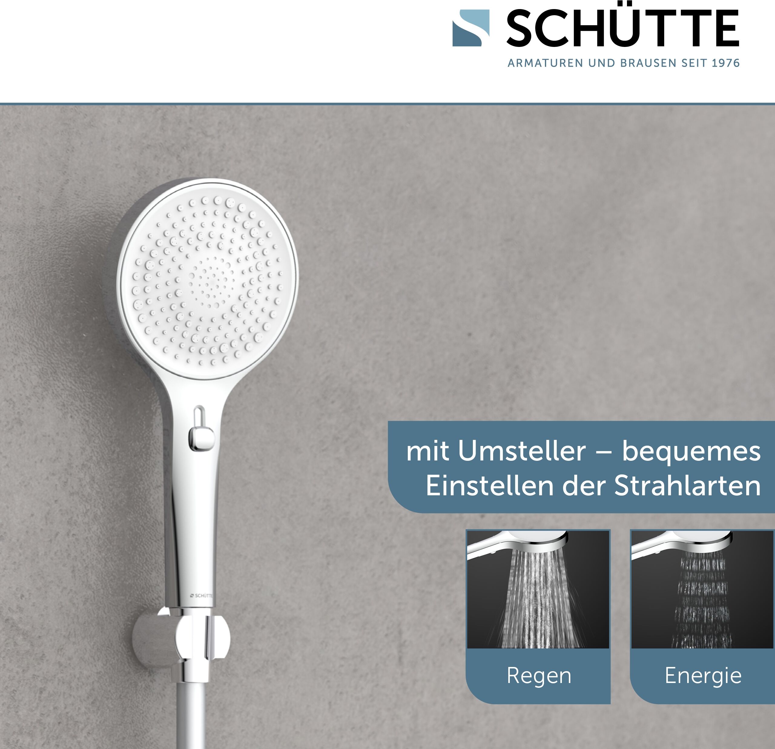 Handbrause SCHÜTTE "IBIZA", weiss (chromfarben, weiß), B:12cm H:26cm, Duschköpfe, Handbrause, 3-fach verstellbar, Antikalk-Noppen, wassersparend, pulsierend chromfarben, weiß Einheitsgröße