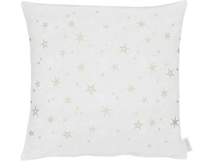 Dekokissen APELT 9600 Gr. 1, gold (goldfarben, weiß, sterne), B:40cm L:40cm, Polyester, Viskose, Dekokissen_Sitzkissen_Kissenhüllen, Dekokissen, Kissenhülle ohne Füllung, 1 Stück