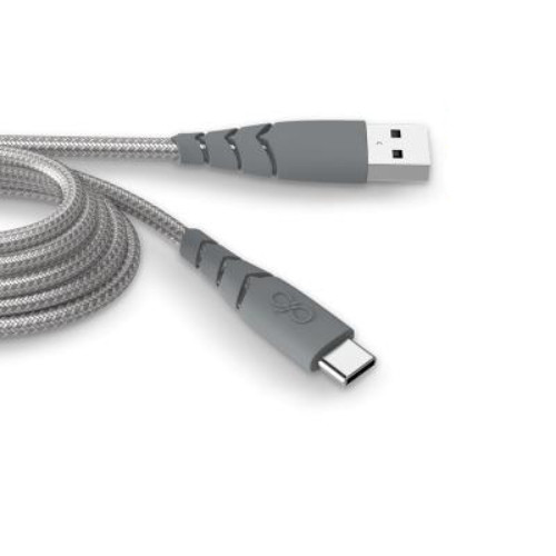 Force Power ultra-versterkte USB-A/USB-C kabel, 3 meter, grijs