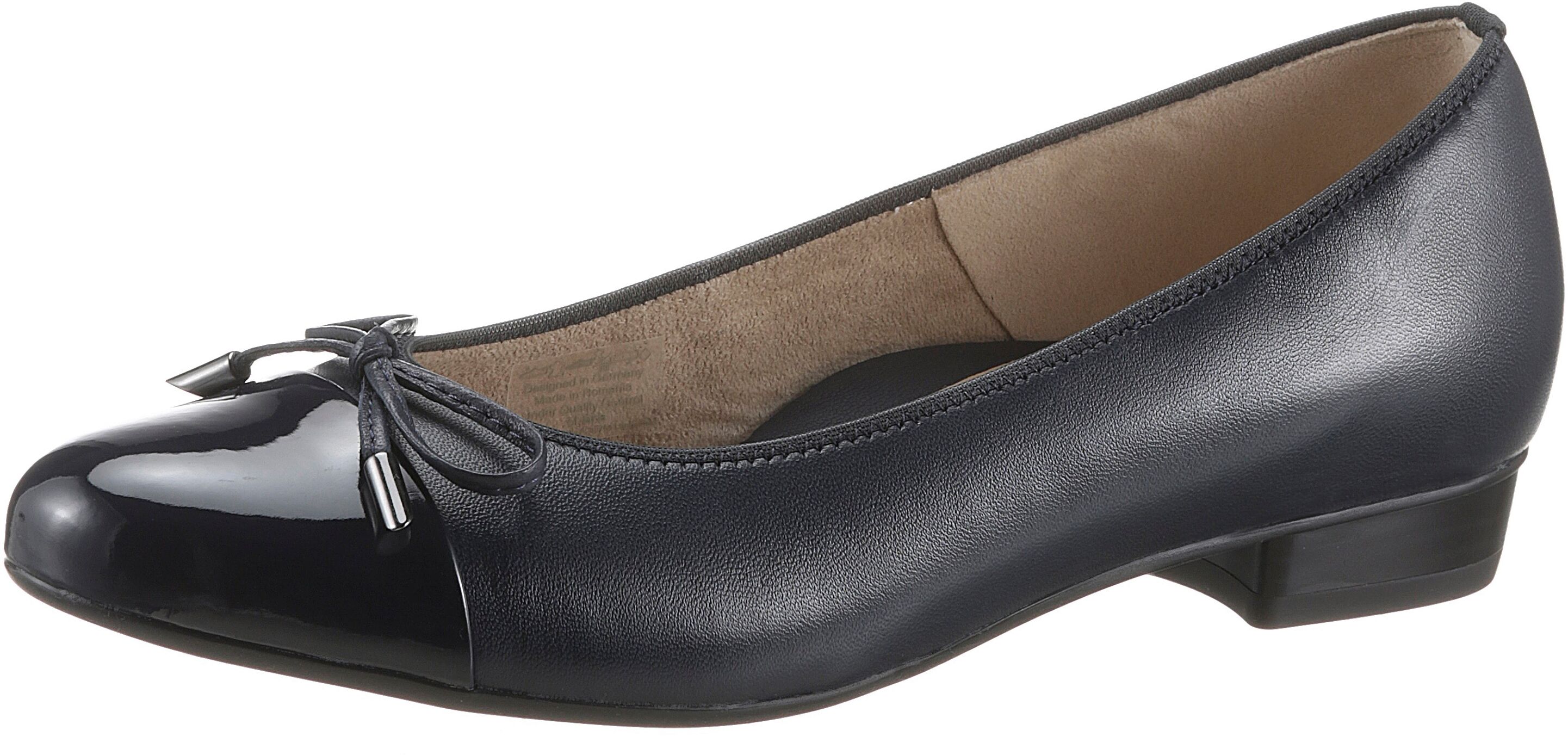 Pumps ARA "BARI", Damen, Gr. 6,5, Textil, blau (dunkelblau), Glattleder, Lackleder, Schuhe Pumps, mit Lackspitze, Topseller