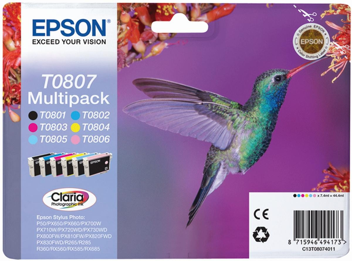 Epson Hummingbird Multipack Claria fotokwaliteit inkt, 6 kleuren, 1 stuk