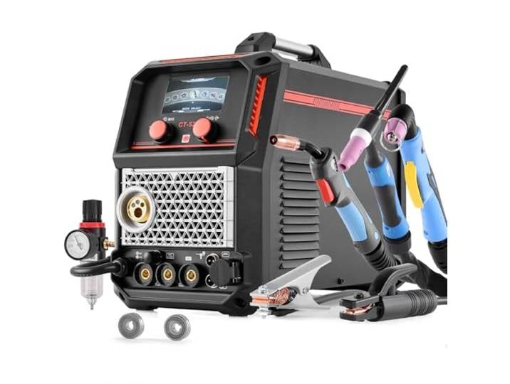 VEVOR Poste à Souder 5 en 1 Combiné CUT/TIG/Gas MIG/Flux MIG/MMA Découpeur Plasma sans Contact 50 A Machine Soudage Synergique 200 A Poste Soudage MIG Pulsé Aluminium 220 V Compatible Pistolet Bobine