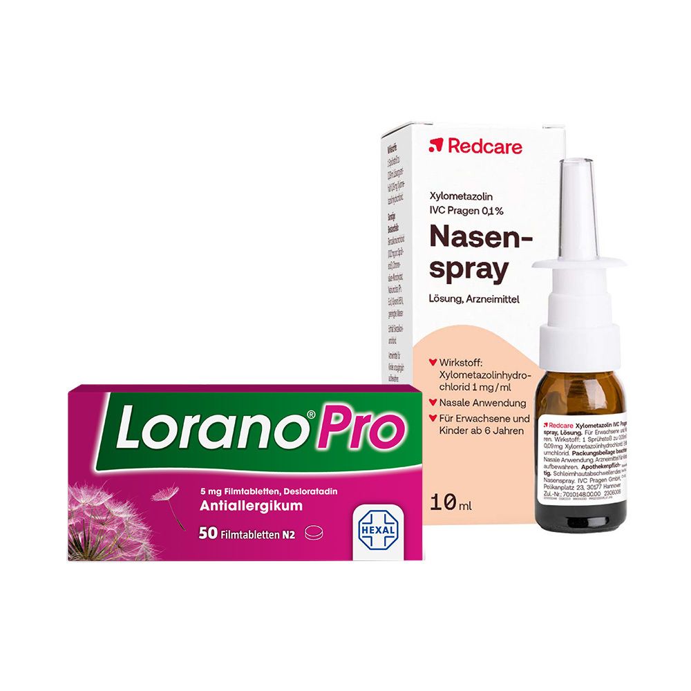 Loranopro 5 mg Filmtabletten & Xylometazolin IVC Pragen 0,1% Nasenspray Lösung 1 St Set