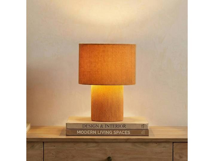 Tischlampe Jone Lindby, braun / rost, für Wohn- / Esszimmer, Textil / Stoff / Seide, Modern, Tischlampe