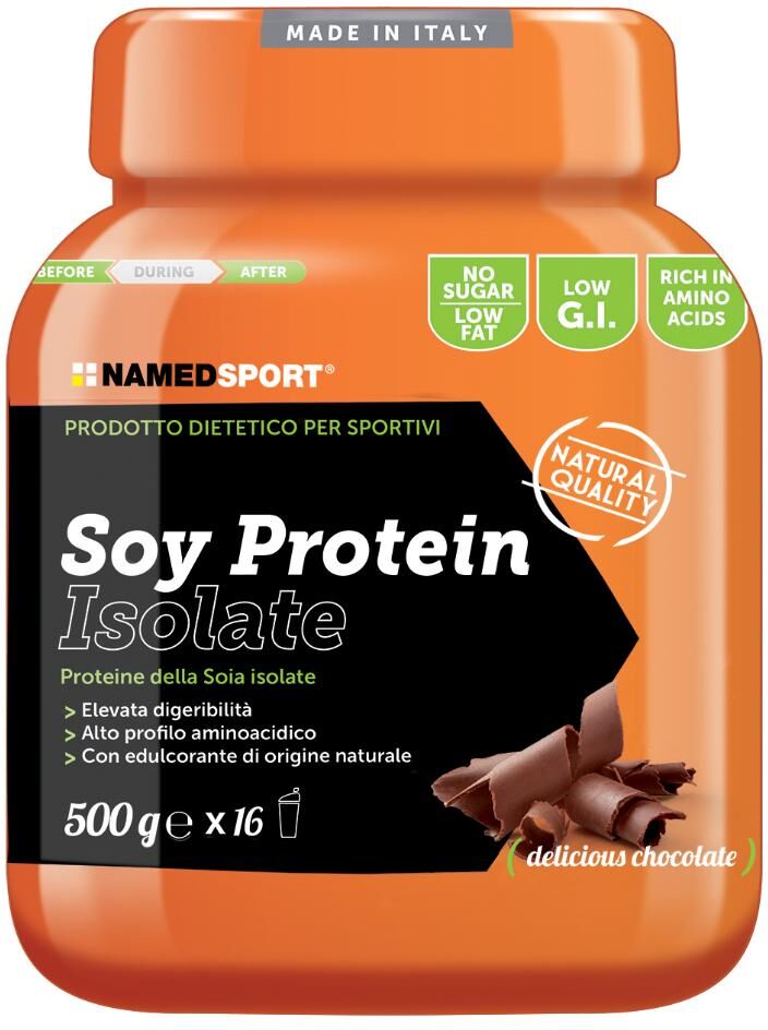 NAMEDSPORT Srl NamedSport, Soy Protein Isolate Proteine Soia Delicious Chocolate Polvere, 500 g