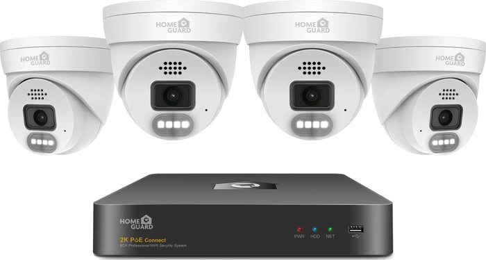 iGET HOMEGUARD HGNVK84804 Security PoE Outdoor Kit 2K (5 MPx) with LED light and sound