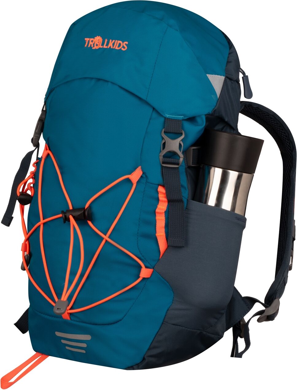 Trekkingrucksack TROLLKIDS "Fjell Trekker 15", bunt (atlantic blau, schwarz navy, glow orange), Rucksäcke, Kinder, Obermaterial: 100% Polyamid, Trekkingrucksack, mit wasserdichter Regenhülle atlantic blau, schwarz navy, glow orange Einheitsgröße