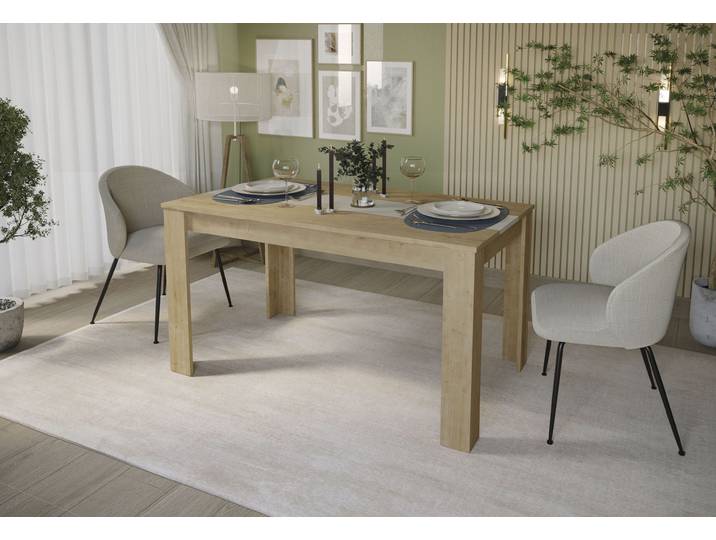 Esstisch GOODPRODUCT Adana, 140cm , braun (eiche, kaschmir, eiche, eiche, kaschmir), B:138cm H:74,5cm T:80cm, Tische, Esstisch, 140cm, Küchentisch, Kaschmir und Eiche wahlweise kombinierbar