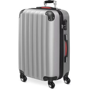 Monzana Koffer Baseline silber, Hartschale, 4 Rollen, 62 Liter, 40 x 60 x 25cm