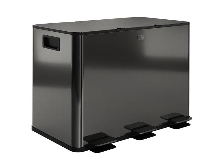 ComfortXL Mülleimer De-17638 3x15L mit Soft-Close Schwarz, Metall, 36.6x43.2x61.9 cm, Haushalt & Reinigung, Reinigung, Mülleimer & Abfallsammler