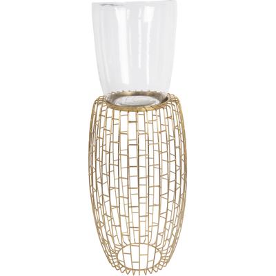 Kerzenständer KAYOOM "Kerzenständer Malibu 825", gold, B:28cm H:73cm T:28cm Ø:28cm, Glas, Metall, Kerzenhalter
