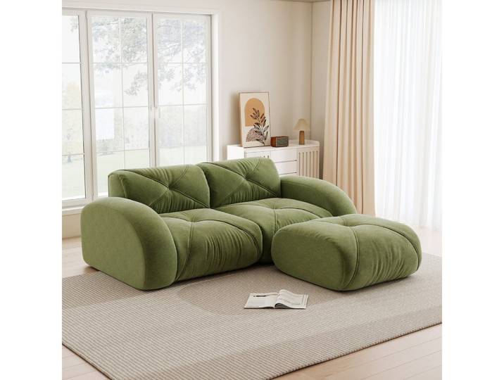 BBWL Sofa aus Chenille, 32D-Schaumstoff, rahmenloses Design, Modulares 2-Sitzer Sofa, weich und rutschfest