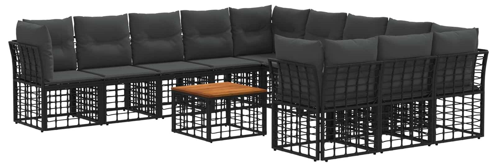 Outdoor-Sofagarnitur 12 pcs Schwarz und Dunkelgrau Polyester