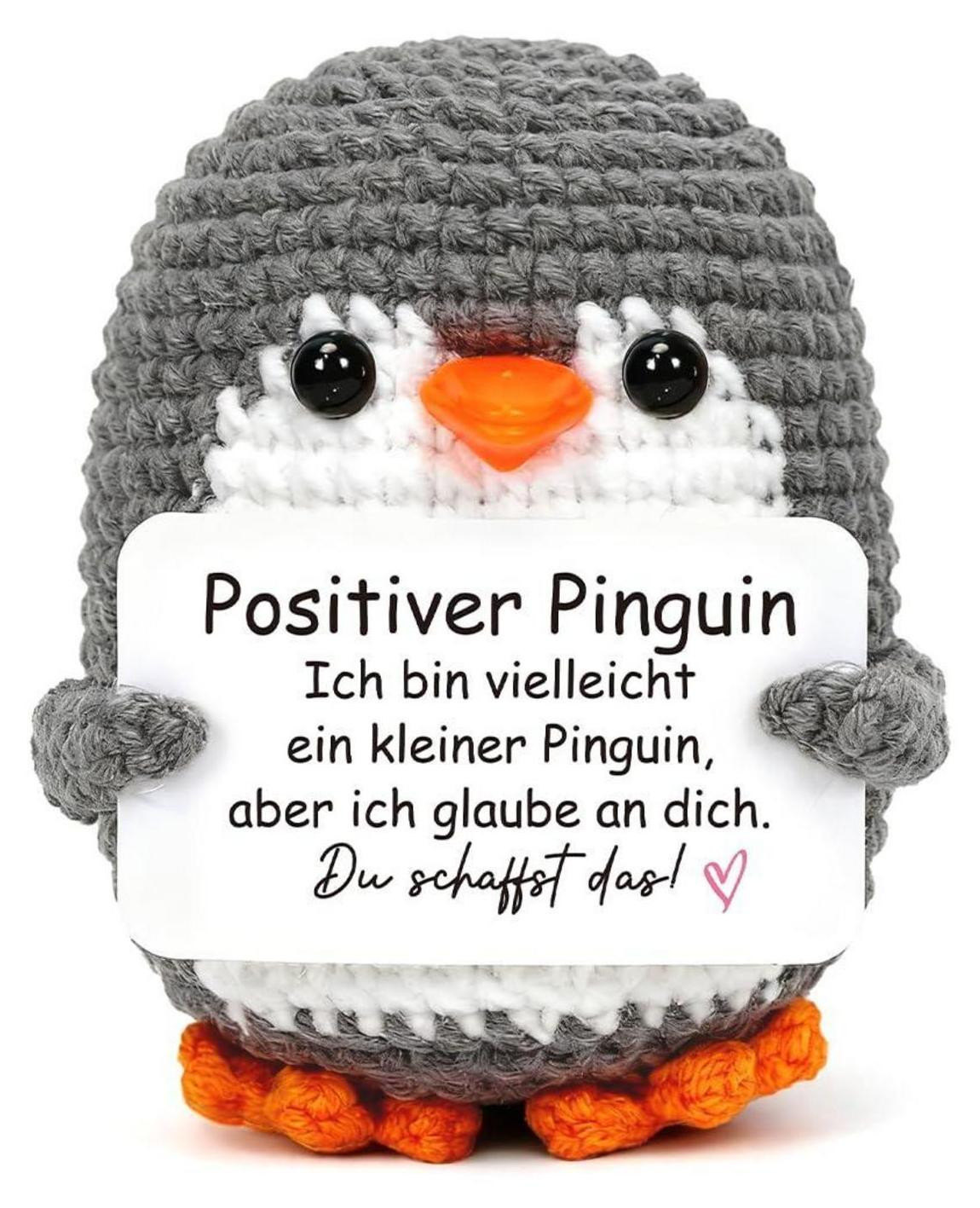 HUKUMA Gehaakte pinguïn knuffel voor emotionele steun, grijs