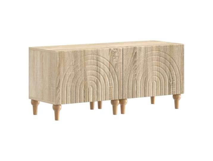 PUGYNBK TV-Schrank Eiche Sonoma Holz Technik 98 x 35 x 43 cm Wendbare Türen, 90°-Scharniere, geräumige Aufbewahrung, schlankes Design, einfache Reinigung