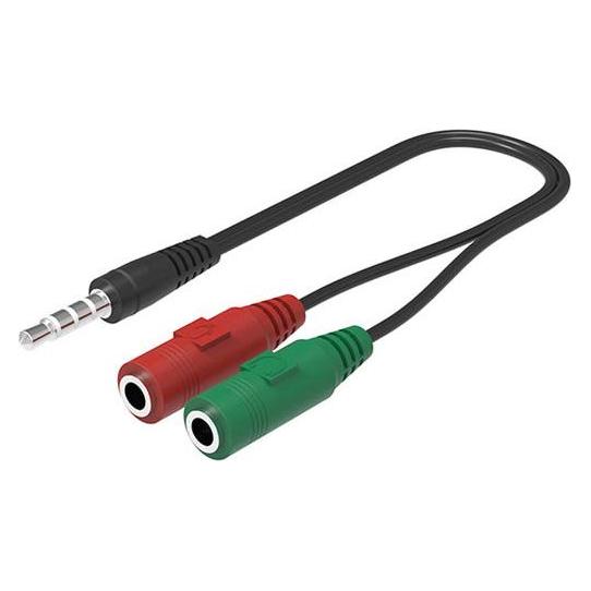 Vega Klinke auf 2 x Klinke Kabeladapter 3,5 Zoll AUX Kopfhörer Mikrofon (0.20 m, AUX Kabel) (5902012968444)