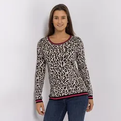 CASHMASOFT Pullover Rundhalsausschnitt Cashmeregriff Animal-Druck
