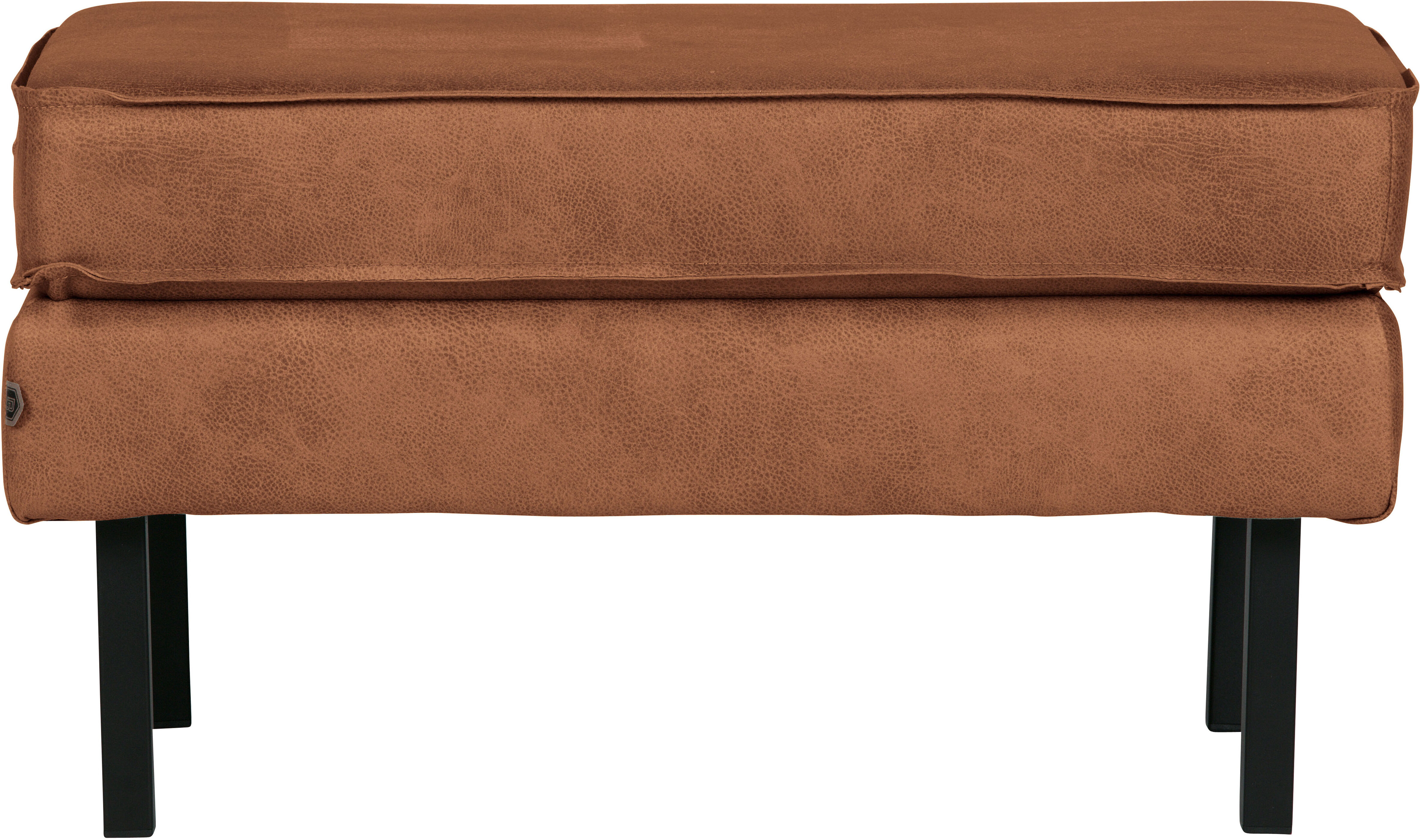 Fusshocker WOOOD "Rodeo mit Kunstleder-Kombination und Metallgestell B84 x T54 x H45 cm", braun (cognac), B:84cm H:45cm T:54cm, Hocker, Fusshocker, Hohe Verschleissfestigkeit, Tragkraft 100 kg, einfach zu montieren cognac B/H/T: 84cm x 45cm x 54cm, Kunstl
