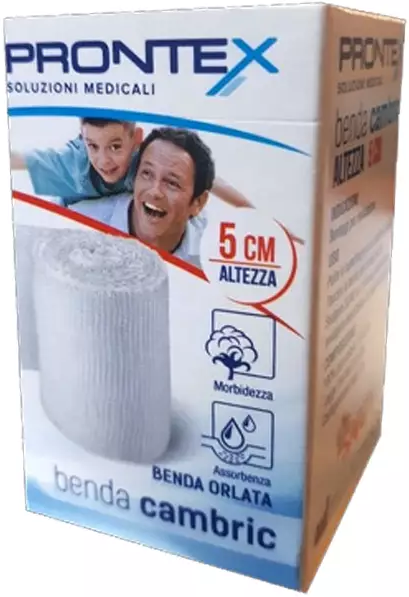 SAFETY SpA Safety Cambric Prontex Benda Orlata 4mx5cm - Benda Orlata in Puro Cotone