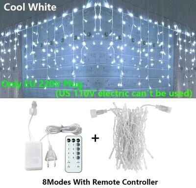 Uplift Picks FrostCascade LED Icicle Lights Outdoor Christmas Curtain Lights With Remote white (with Remote) 15 M