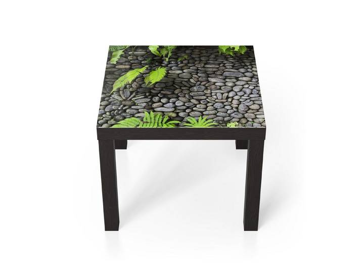 DEQORI Couchtisch 'Stein und Farn', Glas Beistelltisch Glastisch modern
