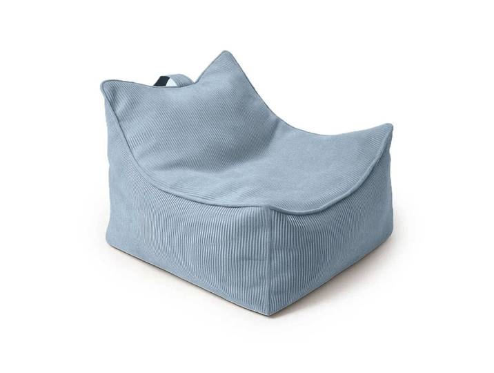 Pouf fauteuil enfant en velours côtelé fin, bleu