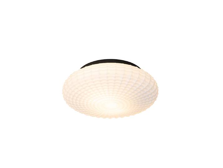 Plafonnier classique noir avec verre opale 35 cm IP44 - Nohmi