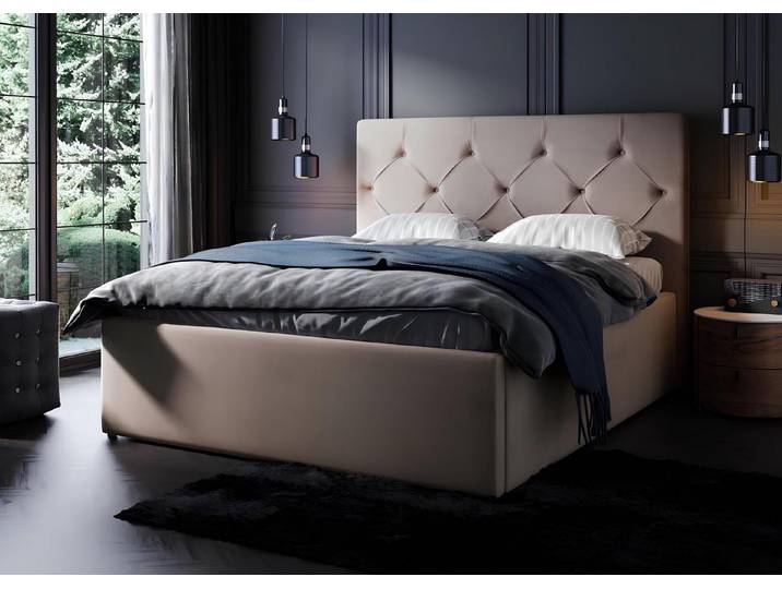 Xlmoebel Bett Elegantes Polsterbett für stilvolle Gästezimmer in Hotels und Hostels (Bett), Hergestellt in Europa